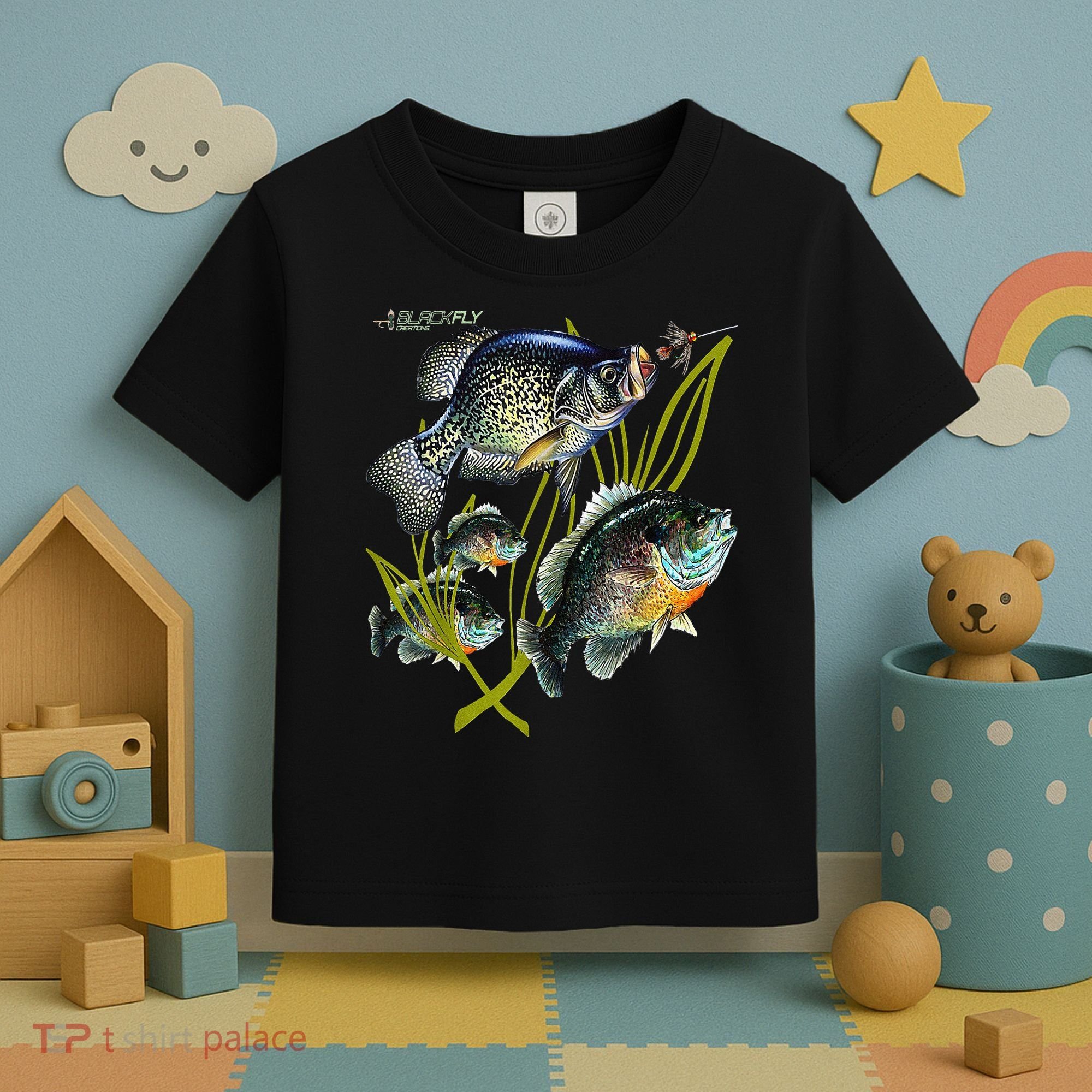 Black Fly Crappie Bluegill Fishing Panfish Flies Jig Toddler T-Shirt