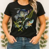 Black Fly Crappie Bluegill Fishing Panfish Flies Jig Women's T-Shirt thumb 2