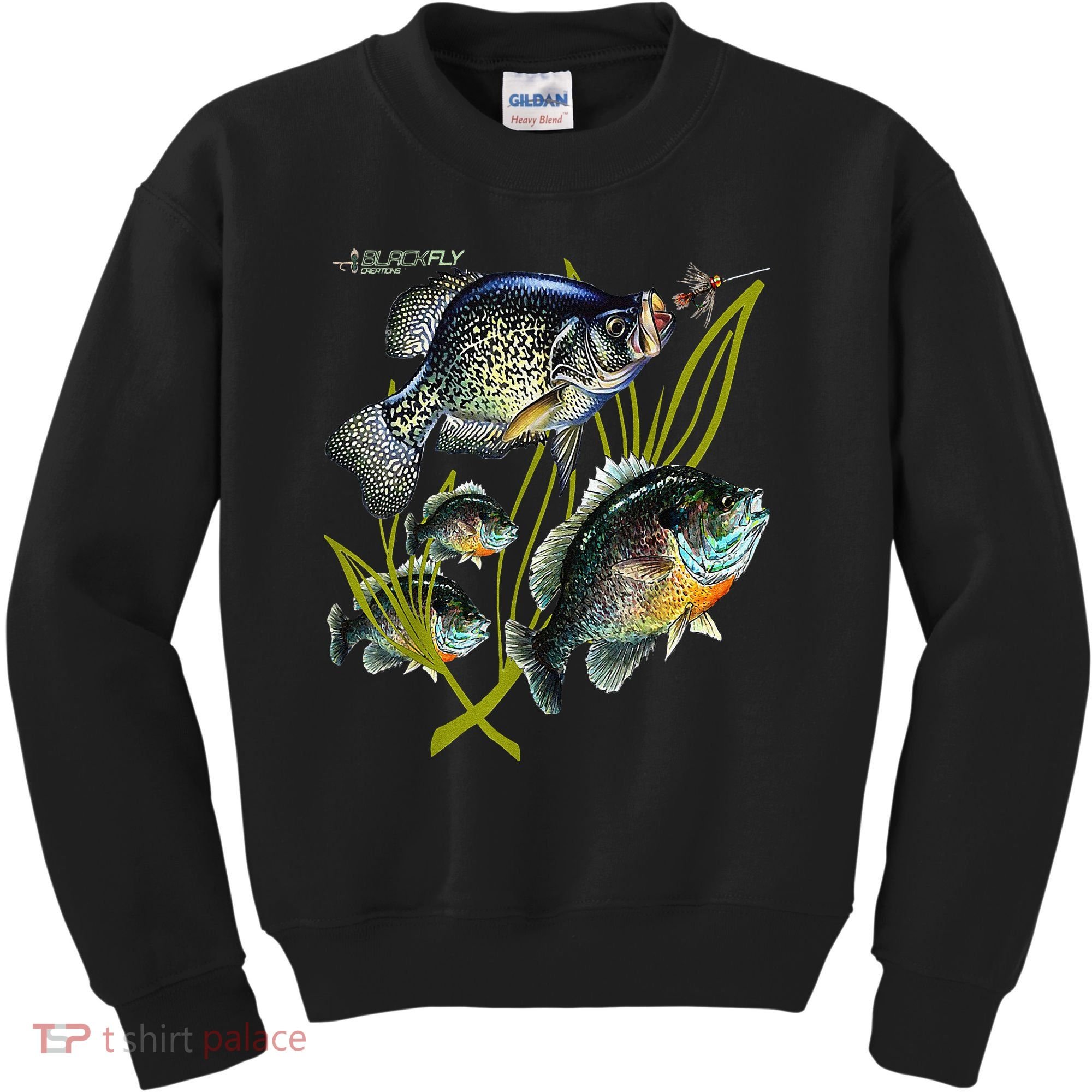Black Fly Crappie Bluegill Fishing Panfish Flies Jig Kids Sweatshirt