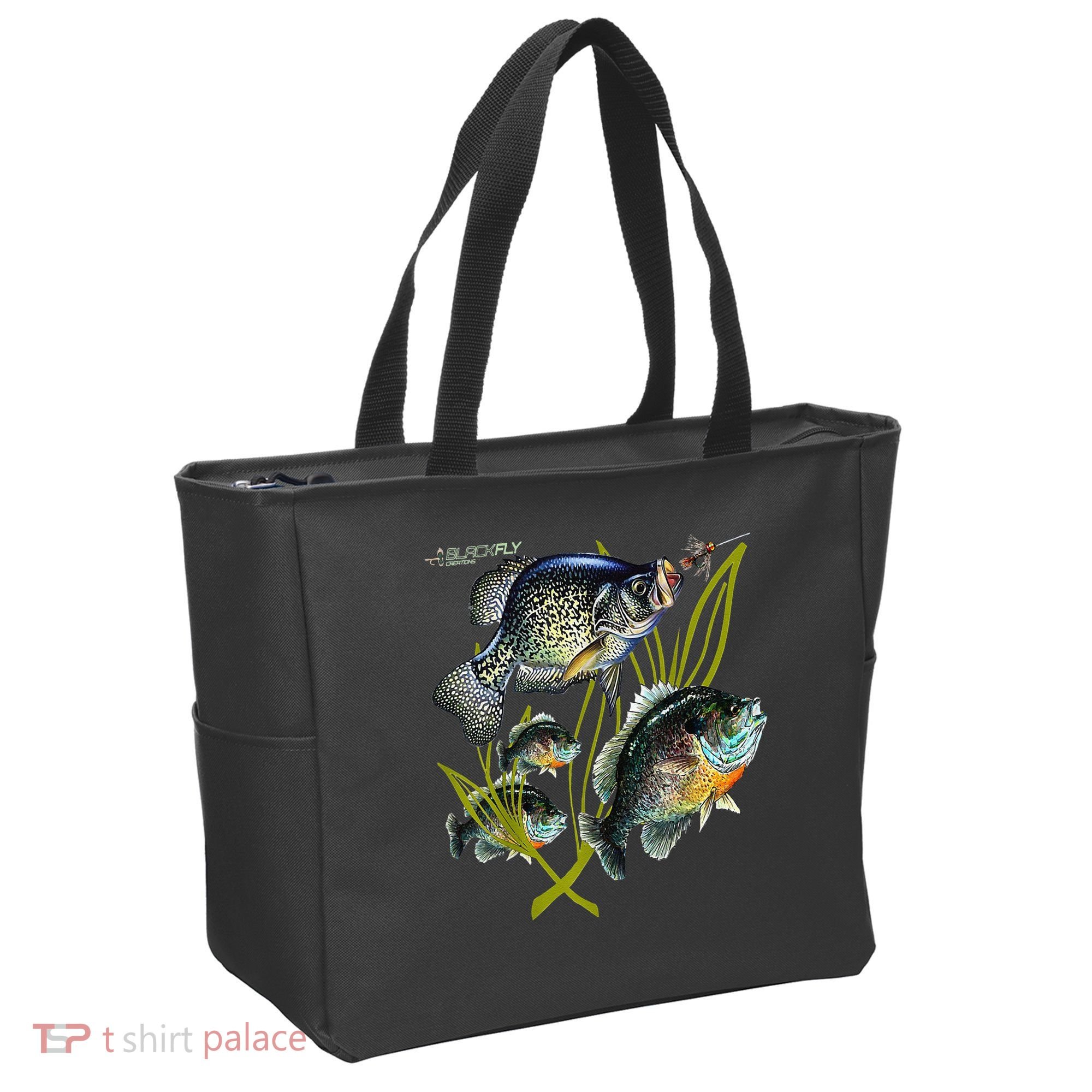 Black Fly Crappie Bluegill Fishing Panfish Flies Jig Tote Bag