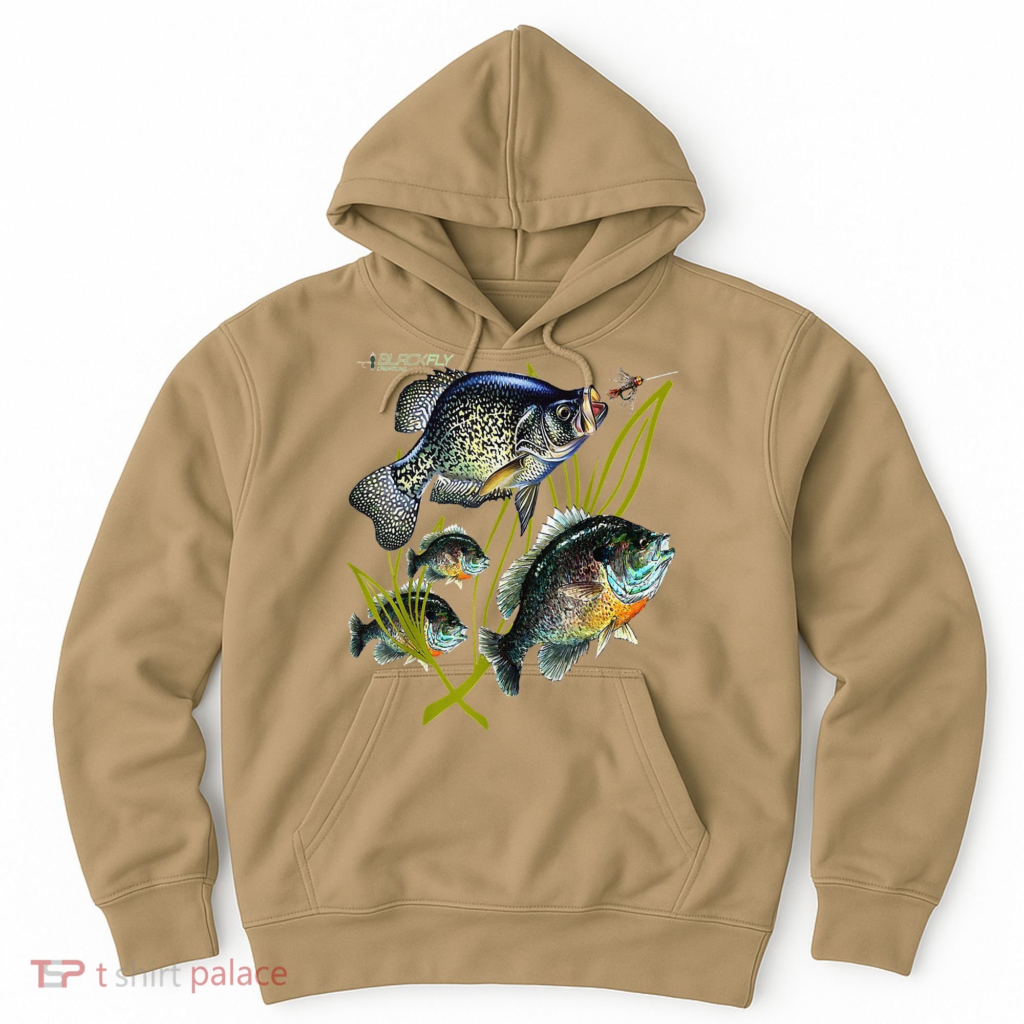 Black Fly Crappie Bluegill Fishing Panfish Flies Jig Hoodie