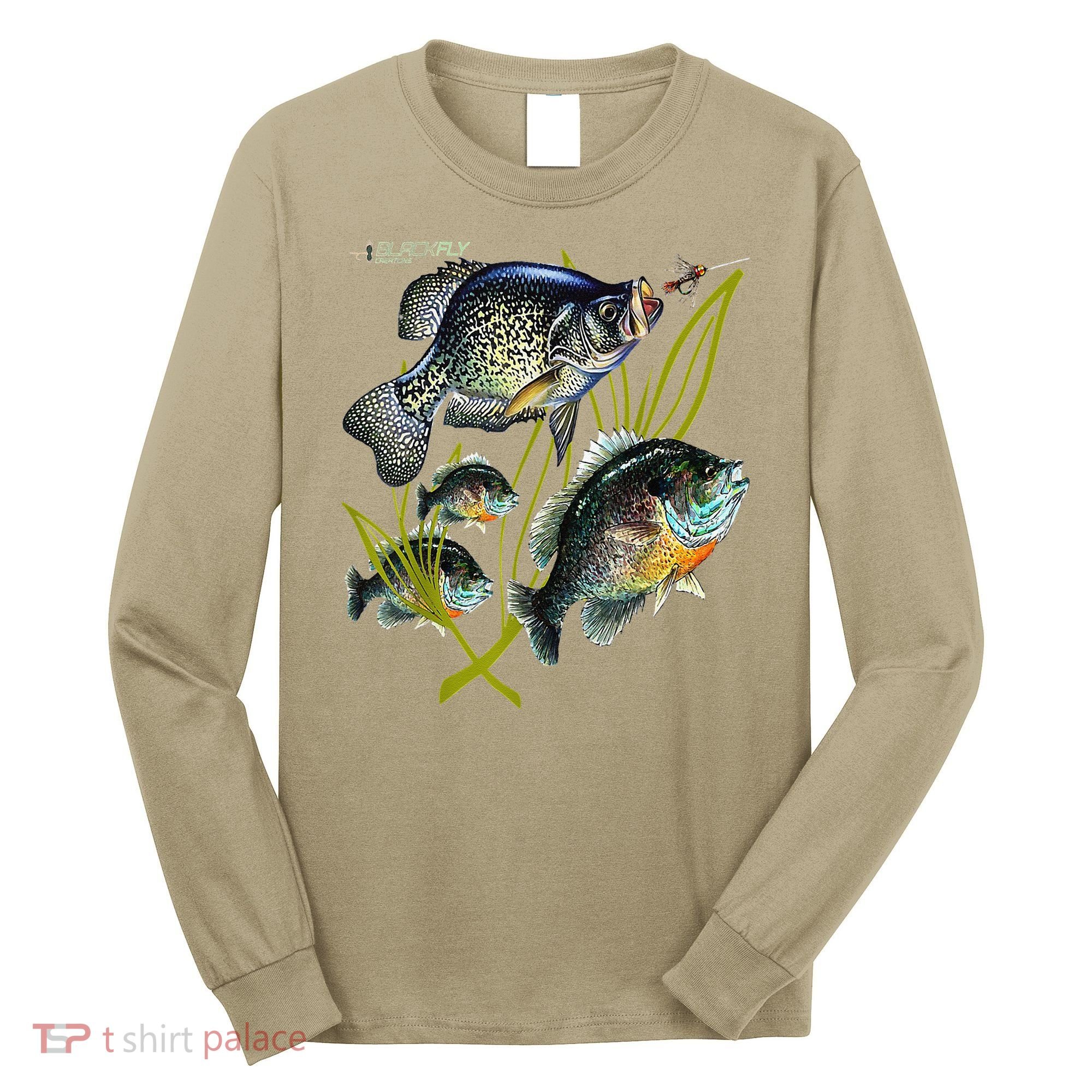 Black Fly Crappie Bluegill Fishing Panfish Flies Jig Long Sleeve Shirt