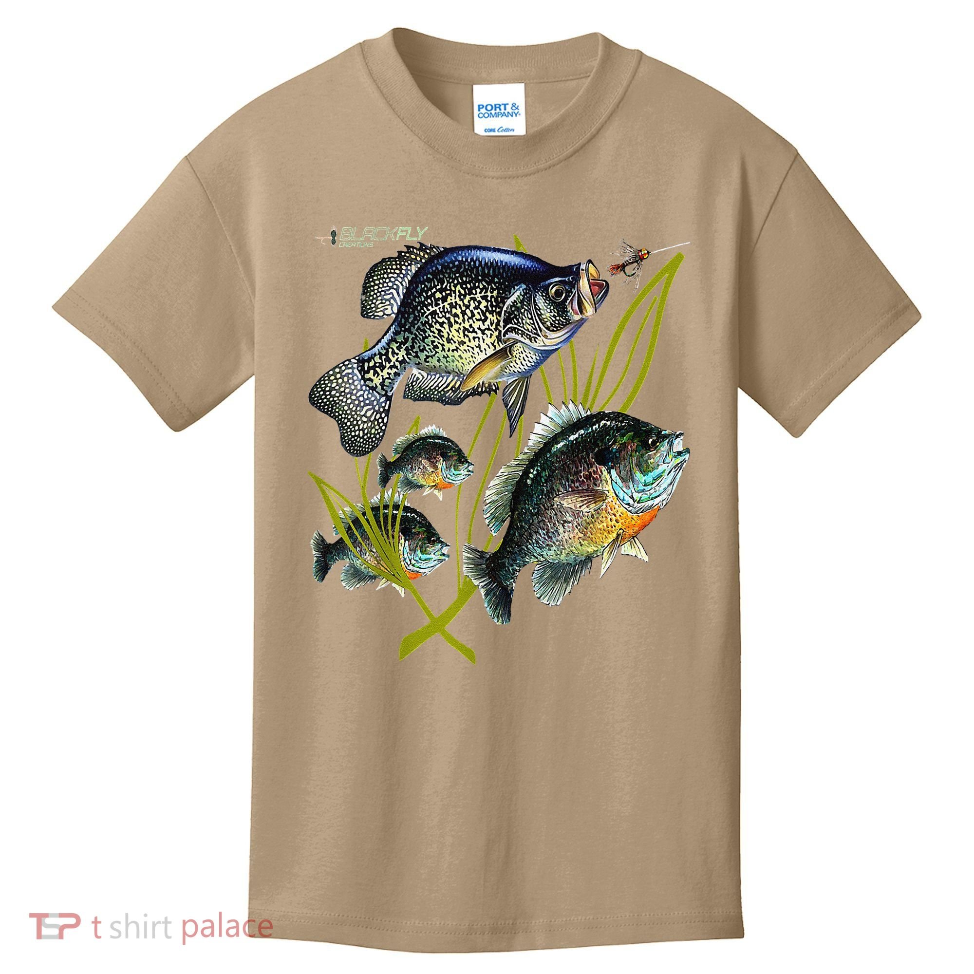 Black Fly Crappie Bluegill Fishing Panfish Flies Jig Kids T-Shirt