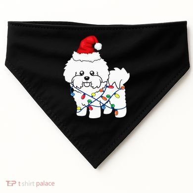 Bichon Frise Christmas Light Funny Dog Lover Gift USA-Made Doggie Bandana