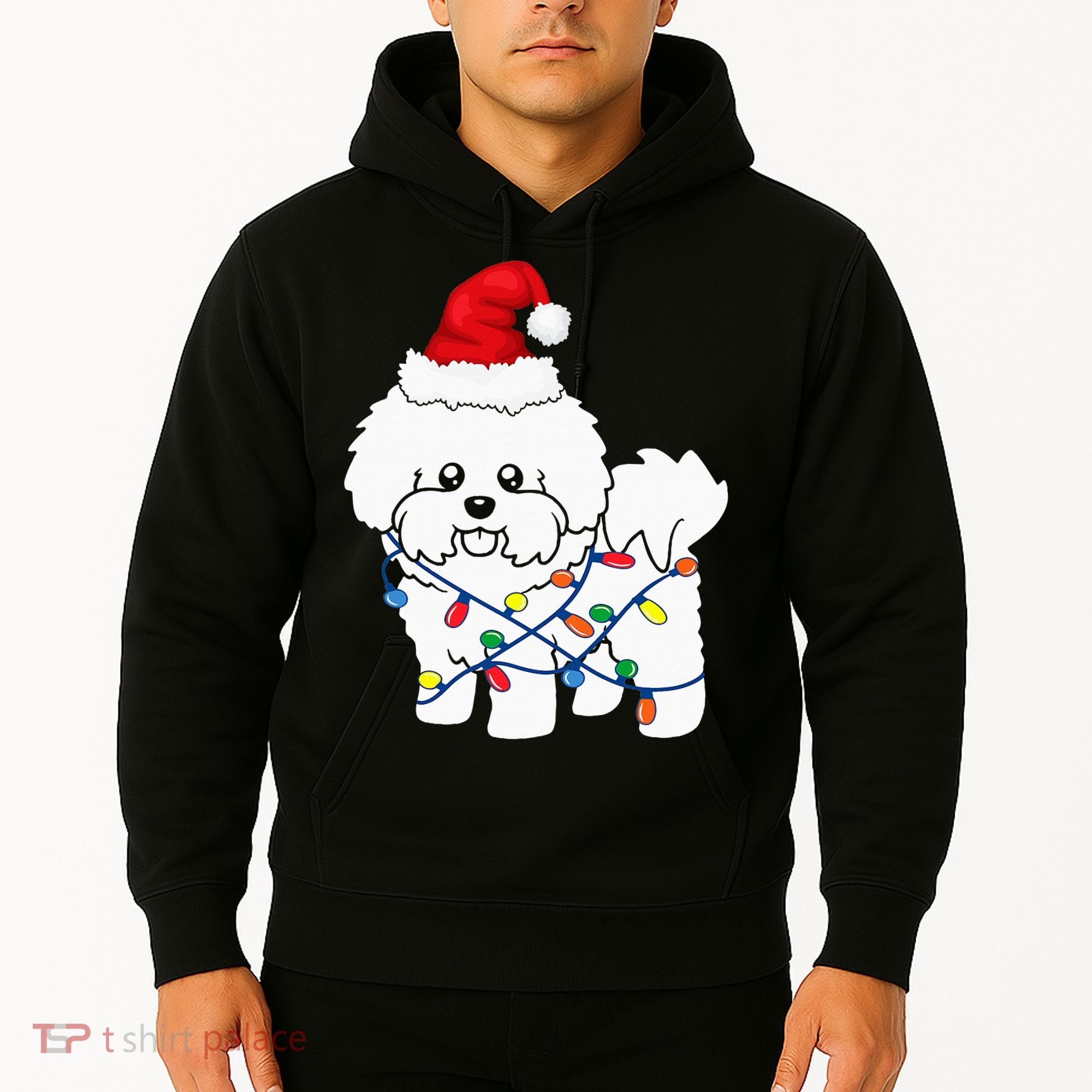 Bichon Frise Christmas Light Funny Dog Lover Gift Hoodie