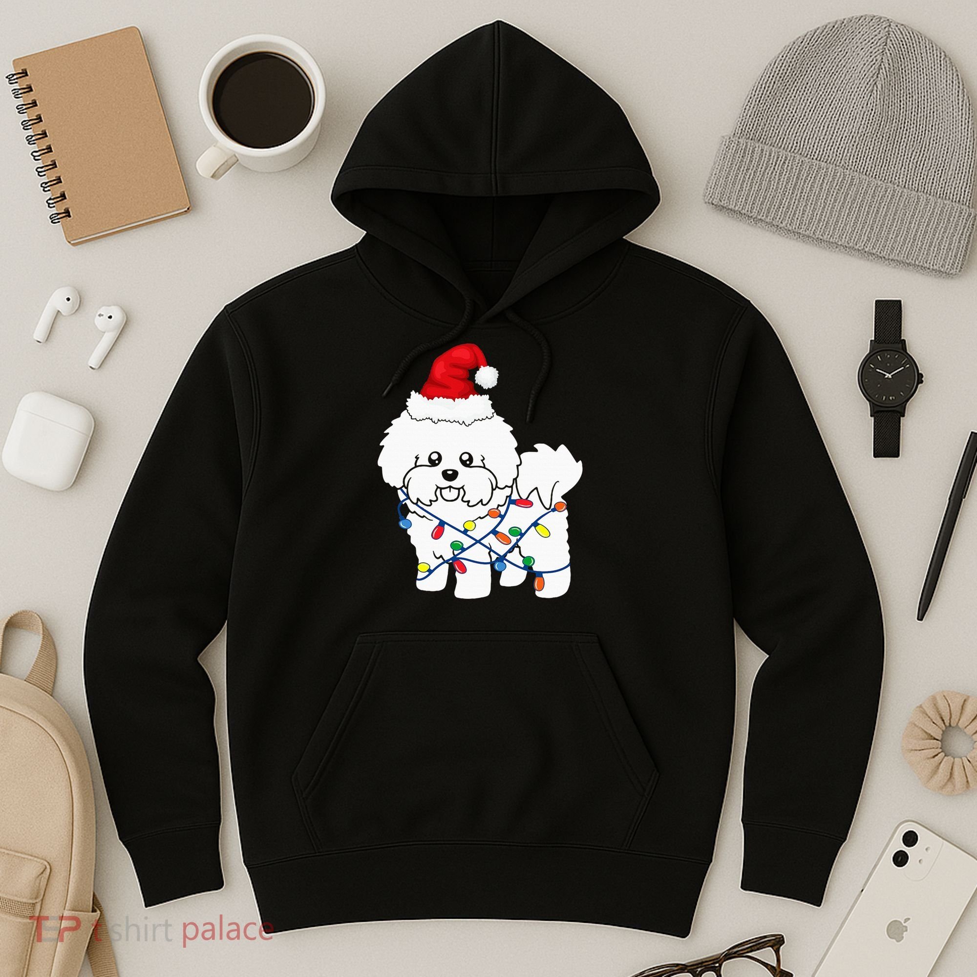 Bichon Frise Christmas Light Funny Dog Lover Gift Hoodie