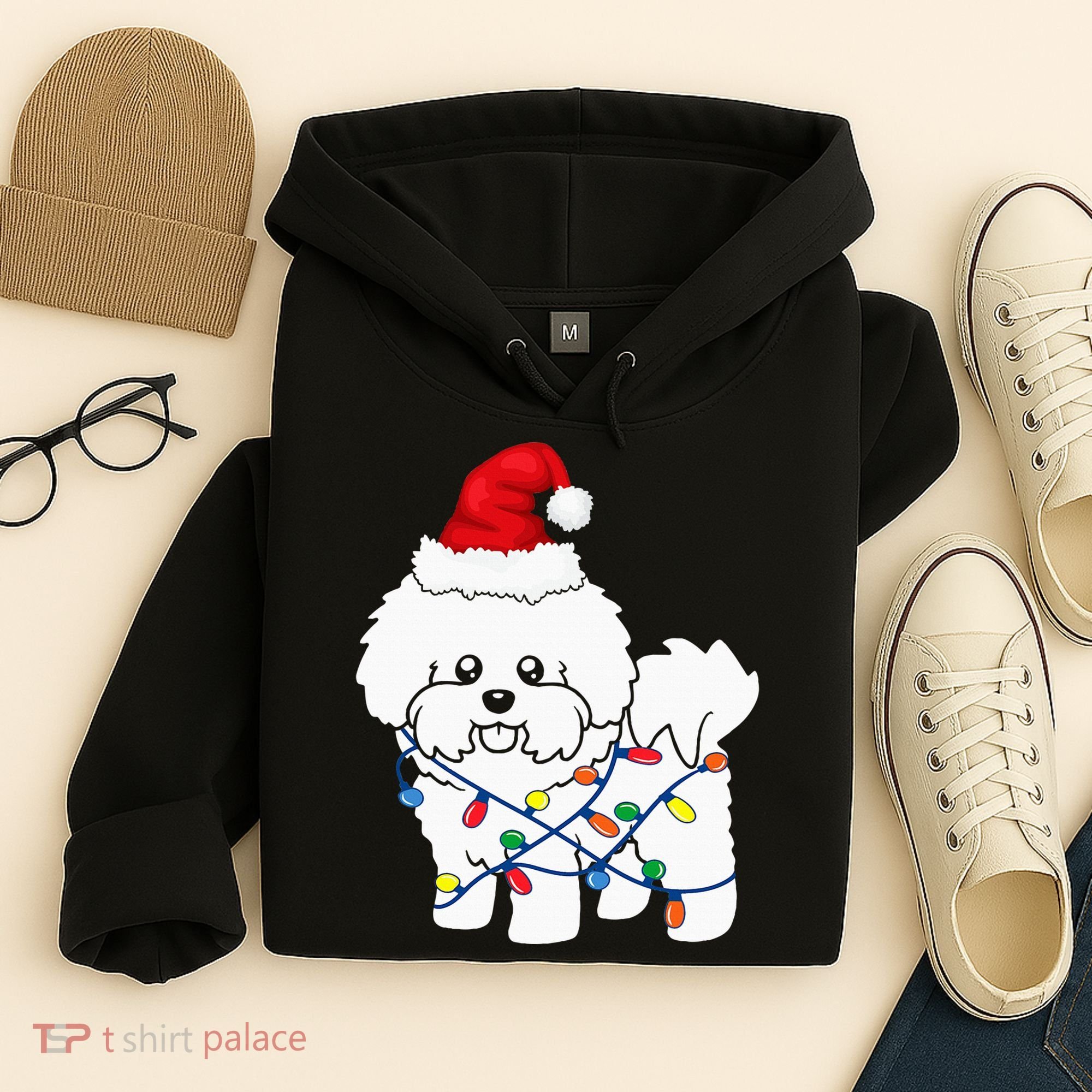 Bichon Frise Christmas Light Funny Dog Lover Gift Hoodie