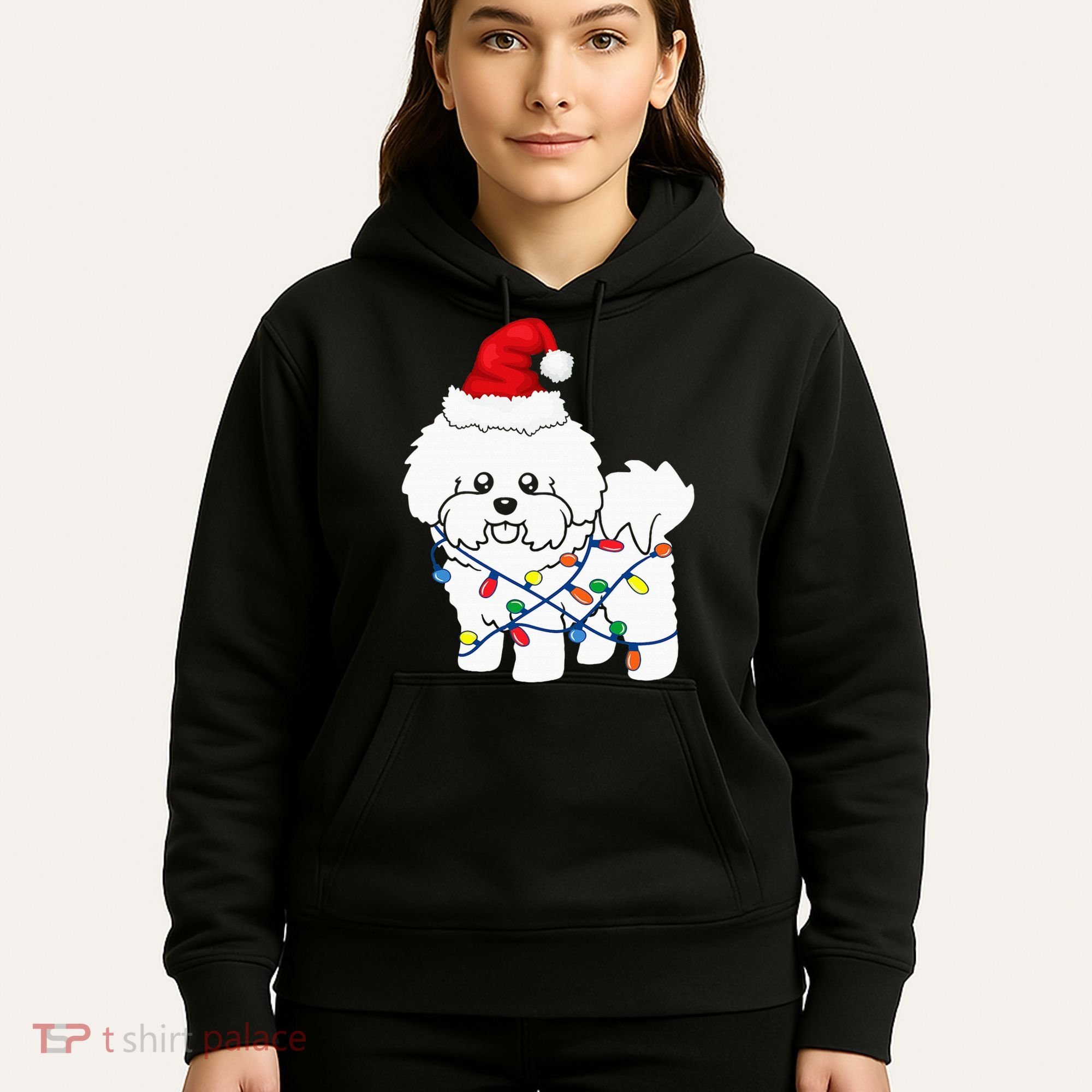 Bichon Frise Christmas Light Funny Dog Lover Gift Hoodie