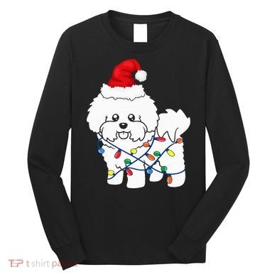 Bichon Frise Christmas Light Funny Dog Lover Gift Long Sleeve Shirt