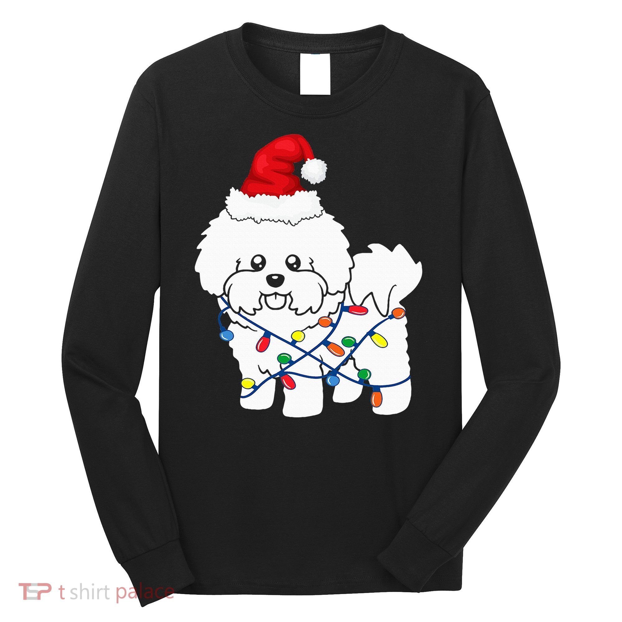 Bichon Frise Christmas Light Funny Dog Lover Gift Long Sleeve Shirt