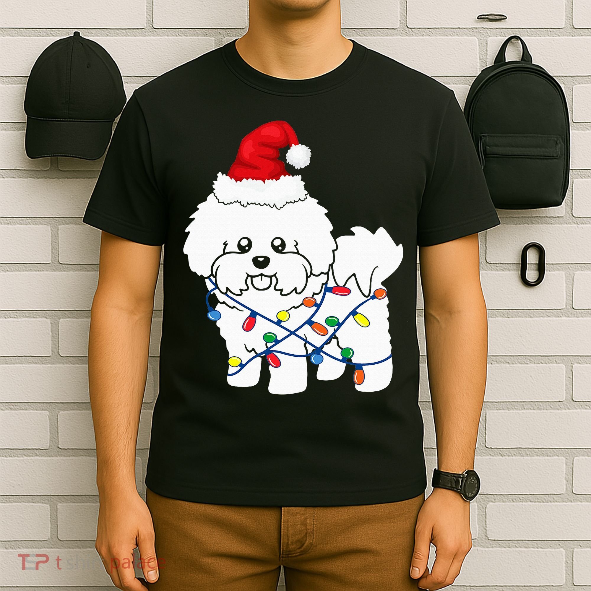 Bichon Frise Christmas Light Funny Dog Lover Gift T-Shirt