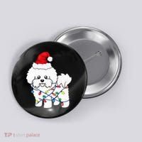 Bichon Frise Christmas Light Funny Dog Lover Gift Button thumb 0