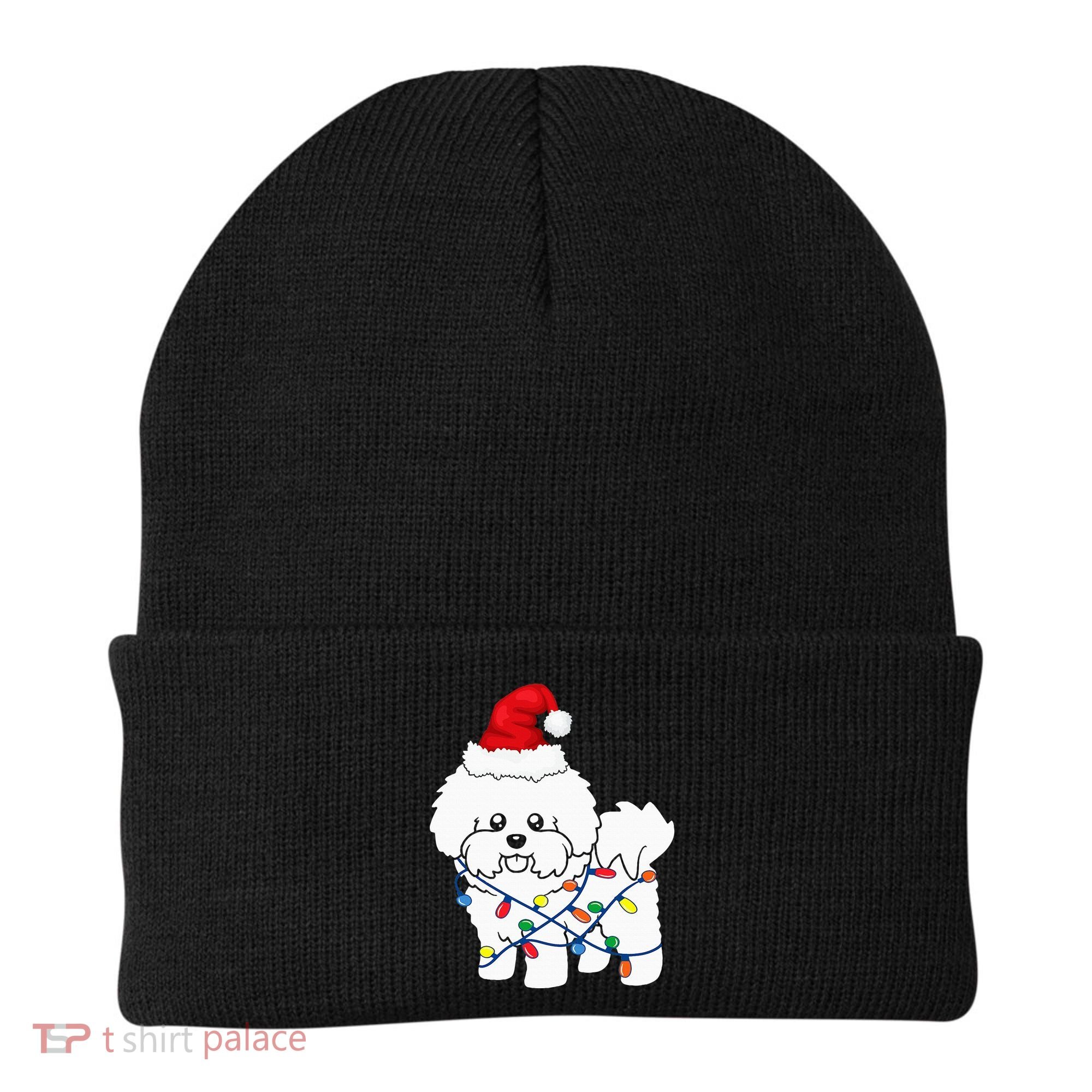 Bichon Frise Christmas Light Funny Dog Lover Gift Beanie