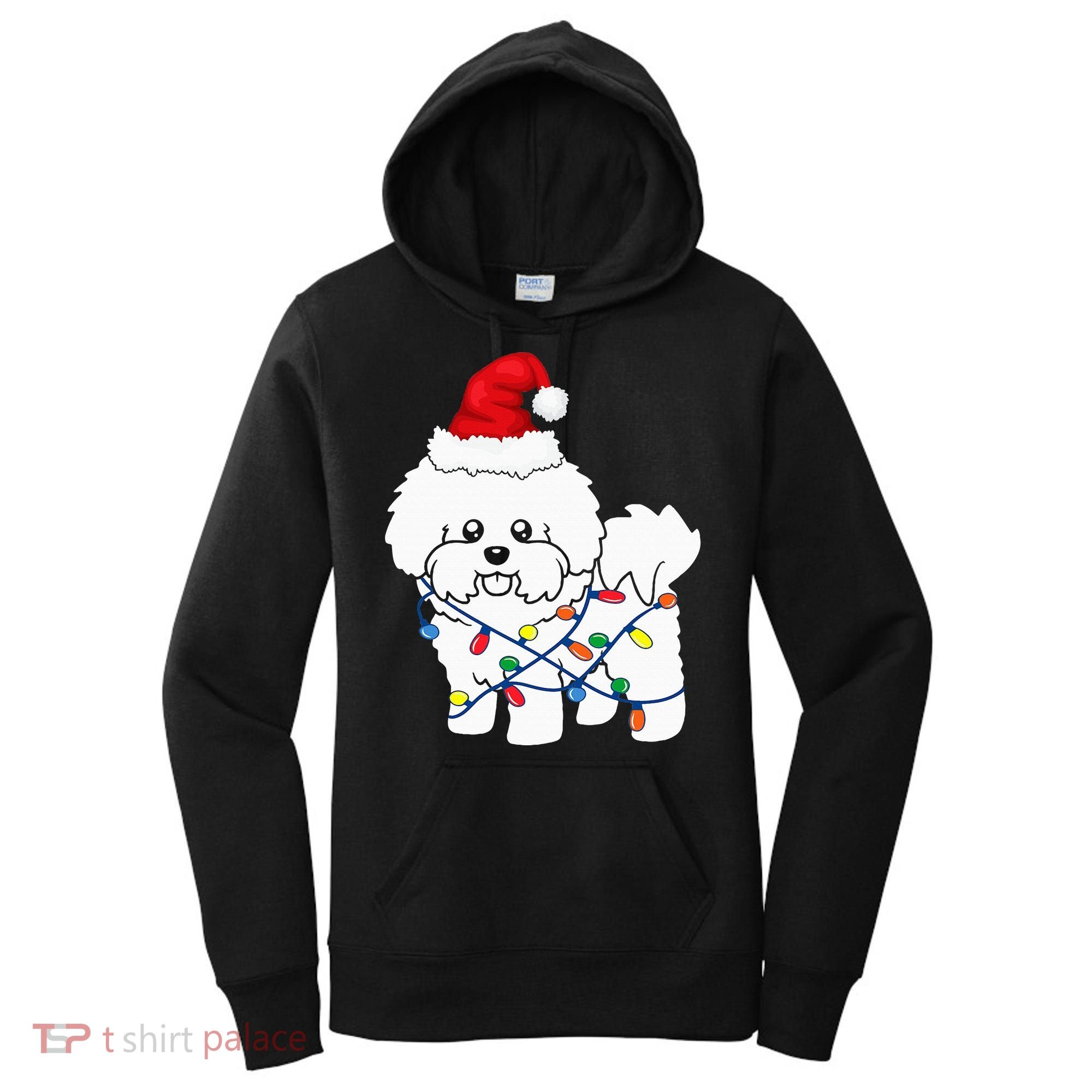 Bichon Frise Christmas Light Funny Dog Lover Gift Women's Hoodie