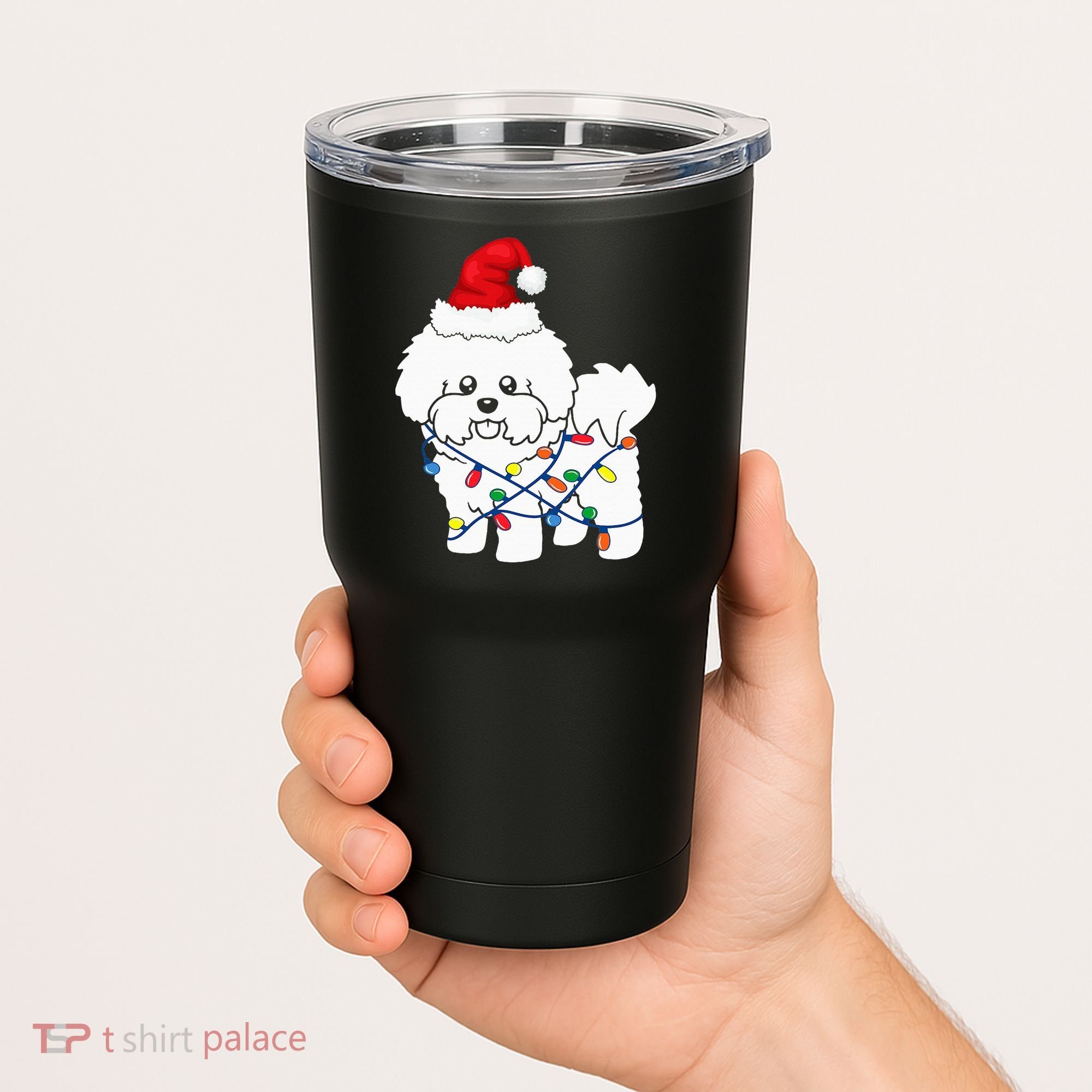 Bichon Frise Christmas Light Funny Dog Lover Gift Tumbler