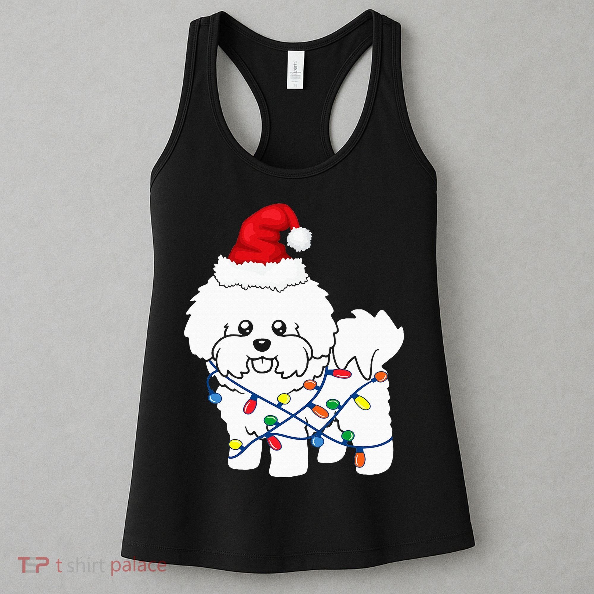 Bichon Frise Christmas Light Funny Dog Lover Gift Women's Tank Top