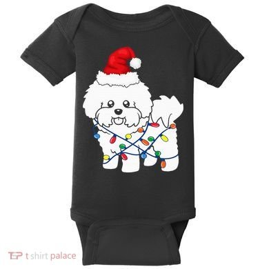 Bichon Frise Christmas Light Funny Dog Lover Gift Baby Bodysuit