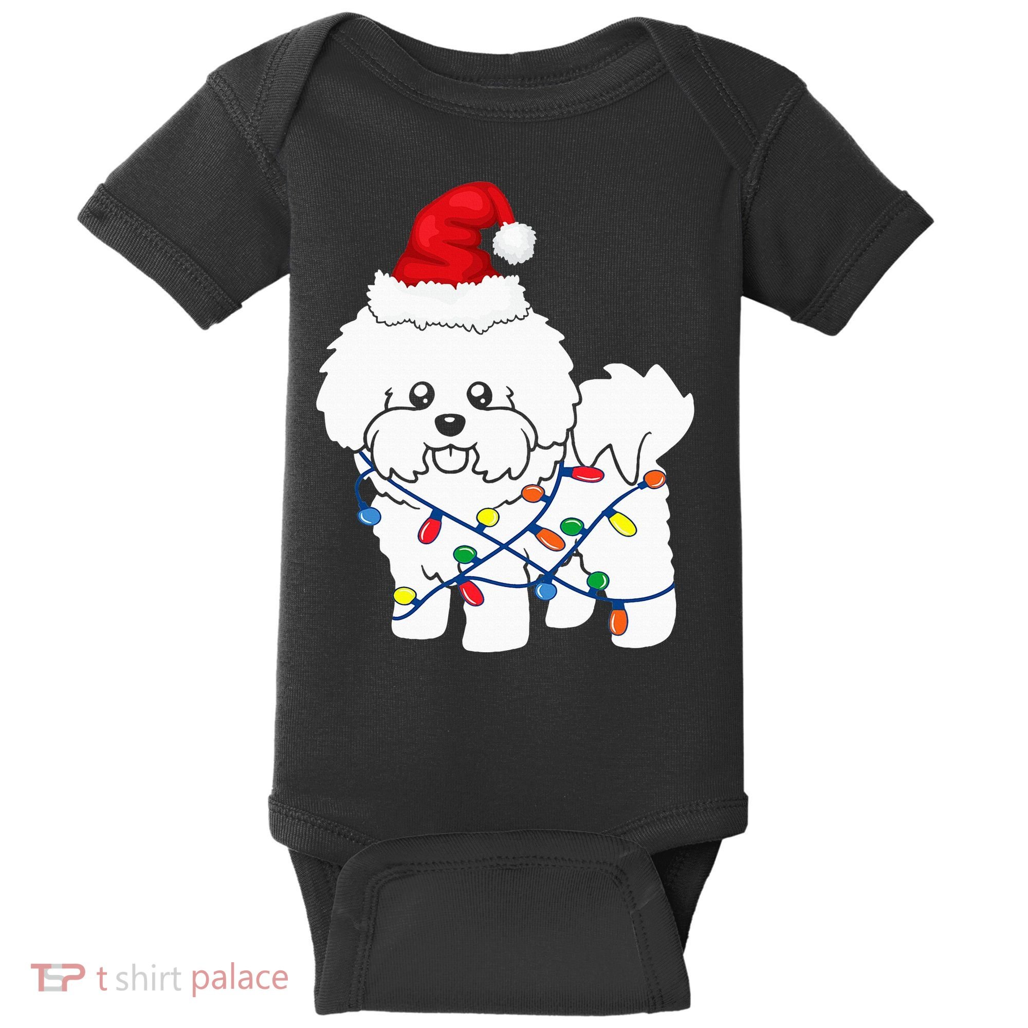 Bichon Frise Christmas Light Funny Dog Lover Gift Baby Bodysuit