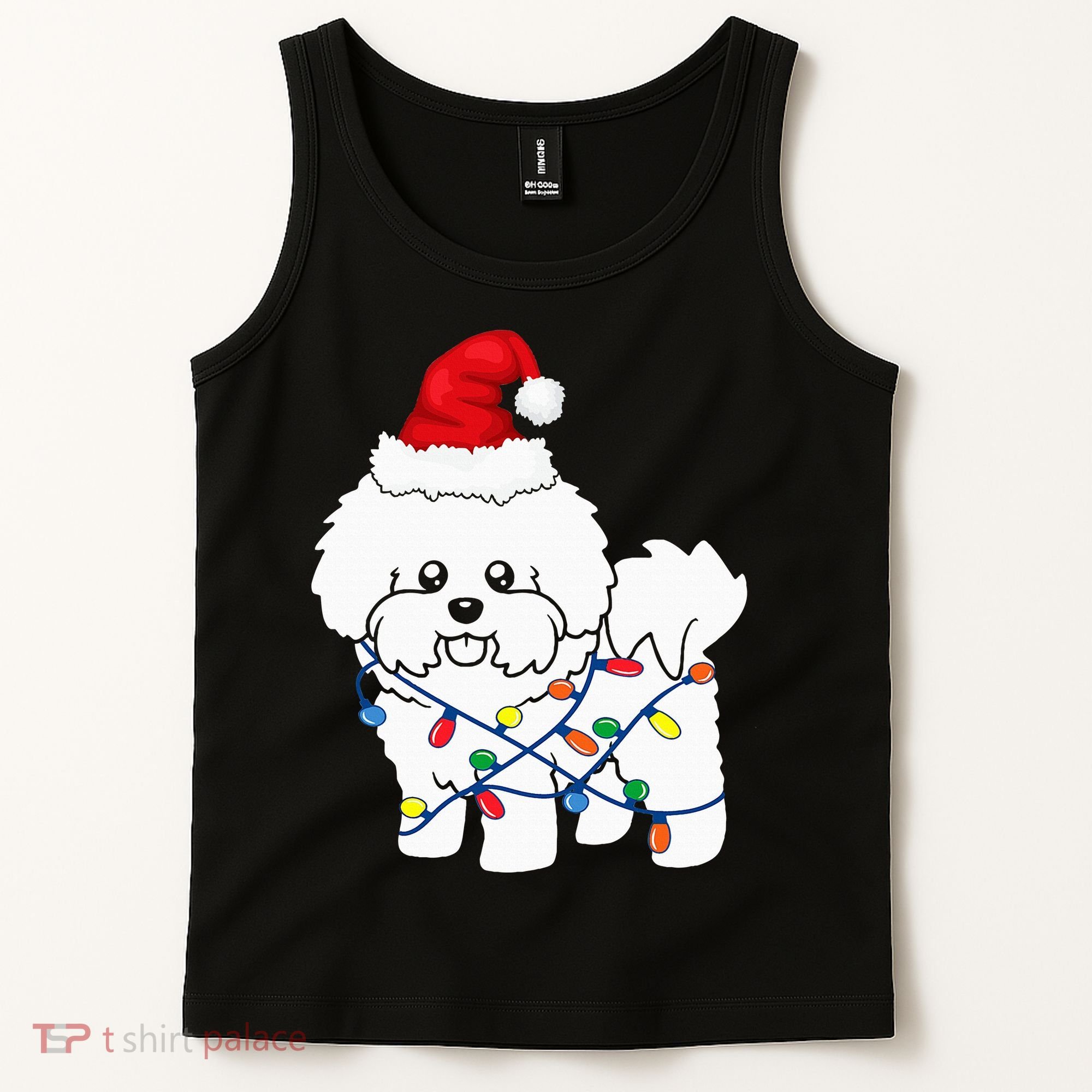 Bichon Frise Christmas Light Funny Dog Lover Gift Tank Top
