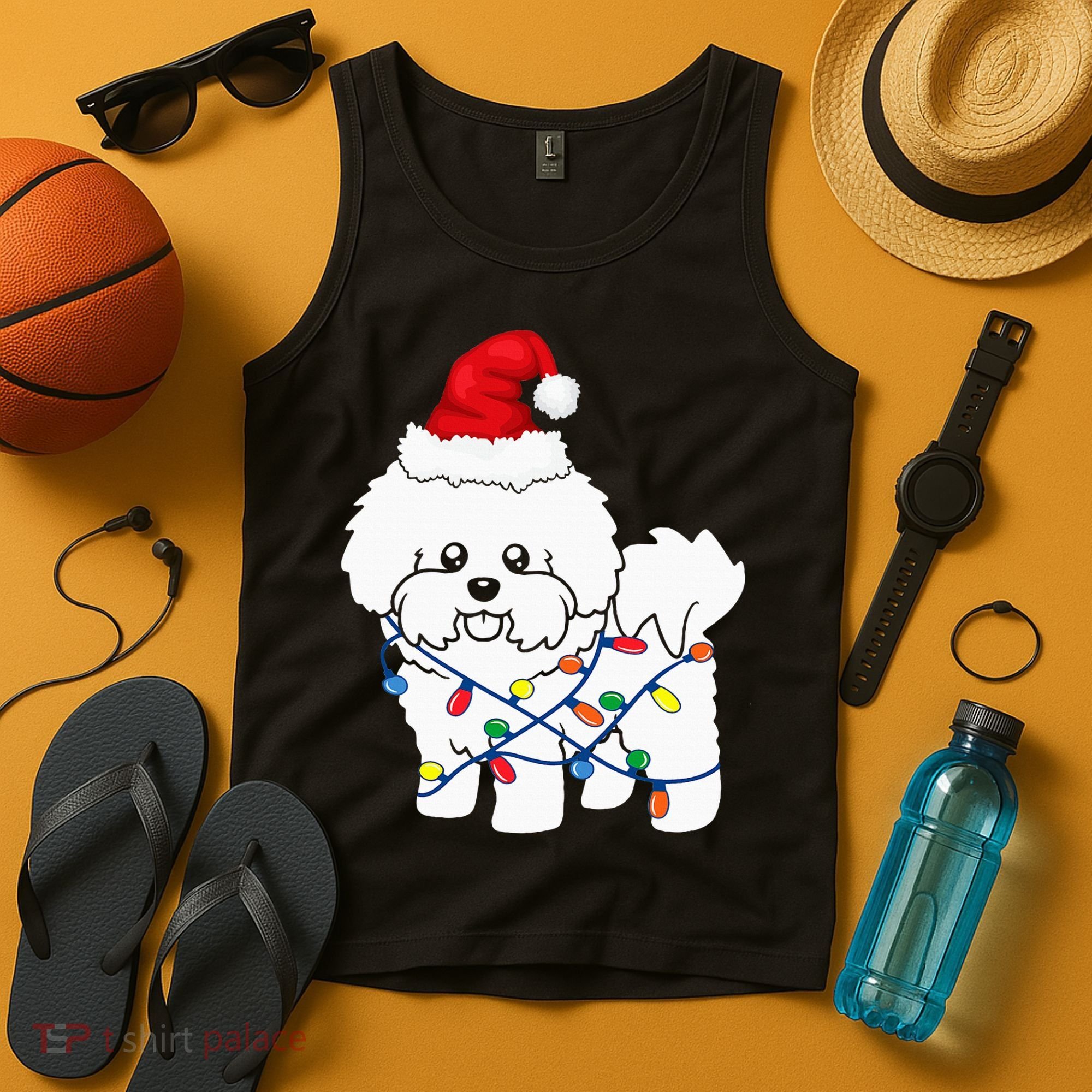 Bichon Frise Christmas Light Funny Dog Lover Gift Tank Top