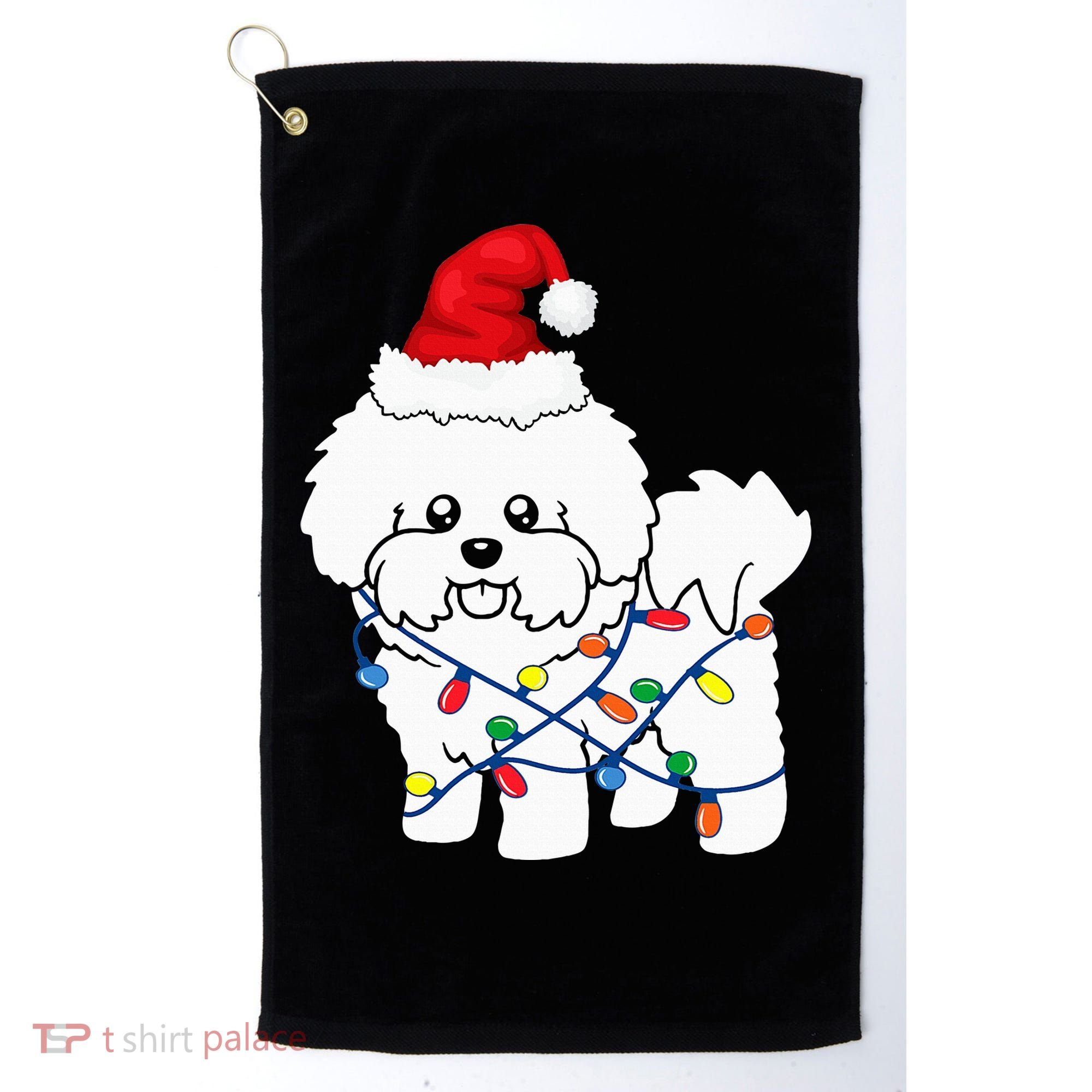Bichon Frise Christmas Light Funny Dog Lover Gift Golf Towel