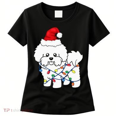 Bichon Frise Christmas Light Funny Dog Lover Gift Women's T-Shirt