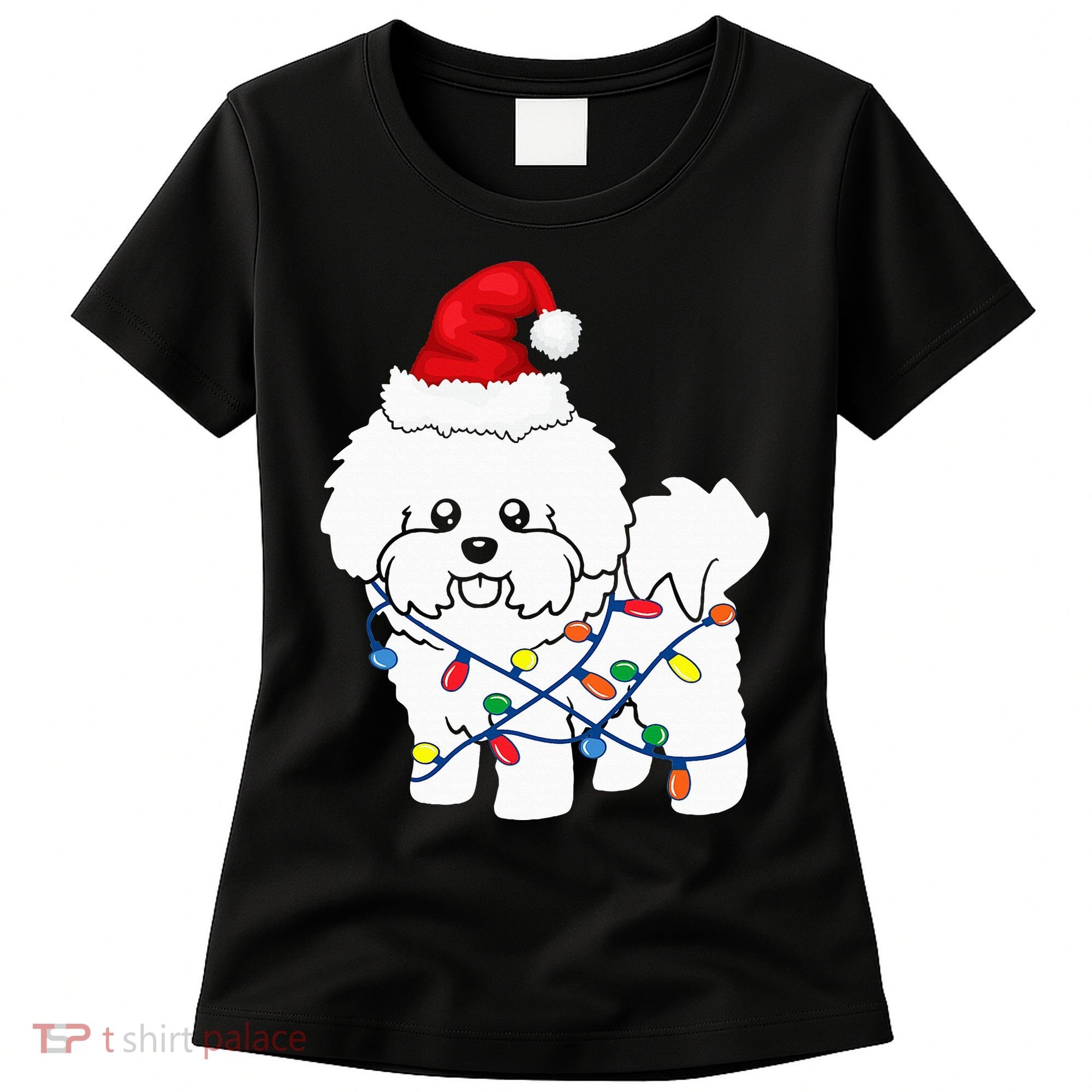 Bichon Frise Christmas Light Funny Dog Lover Gift Women's T-Shirt