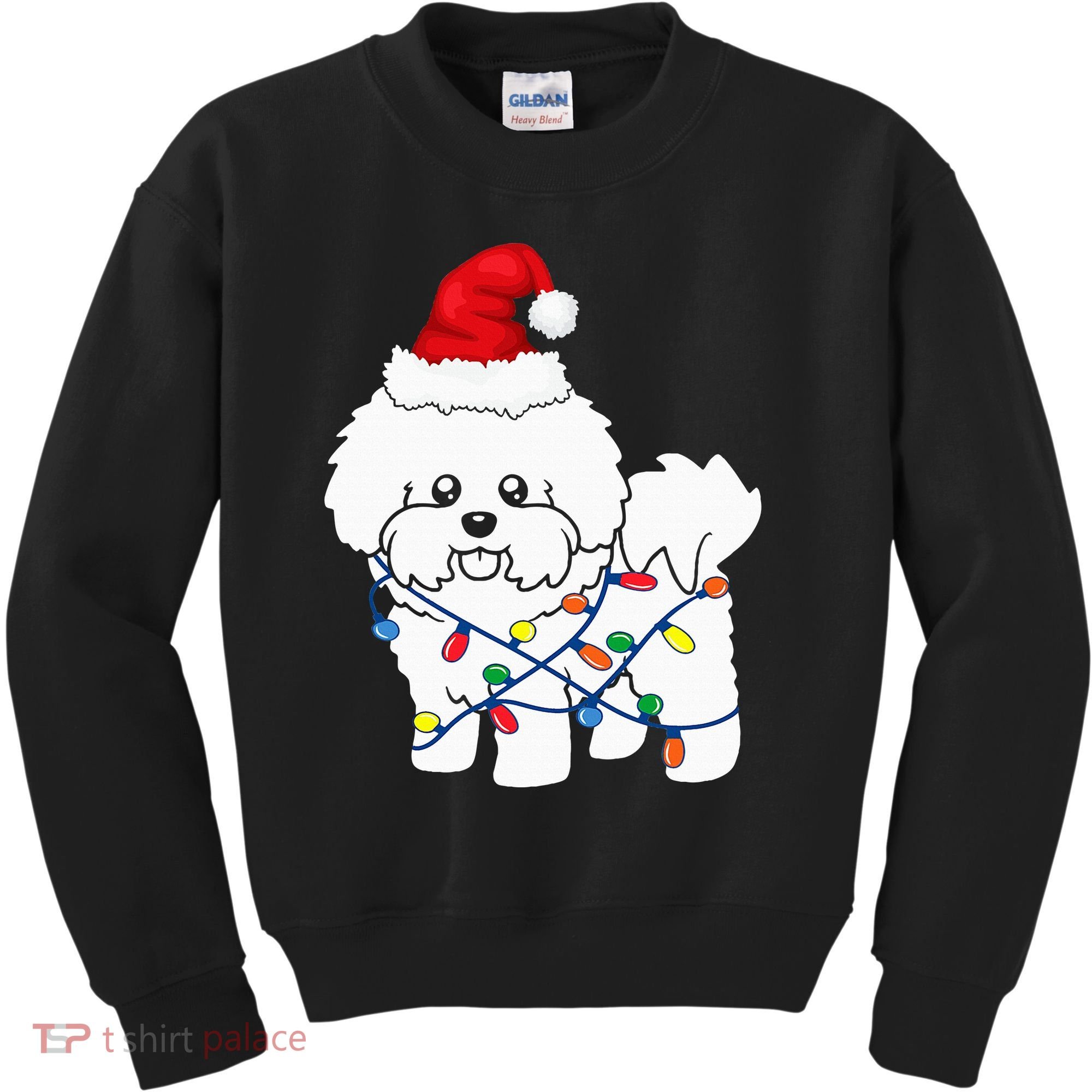 Bichon Frise Christmas Light Funny Dog Lover Gift Kids Sweatshirt