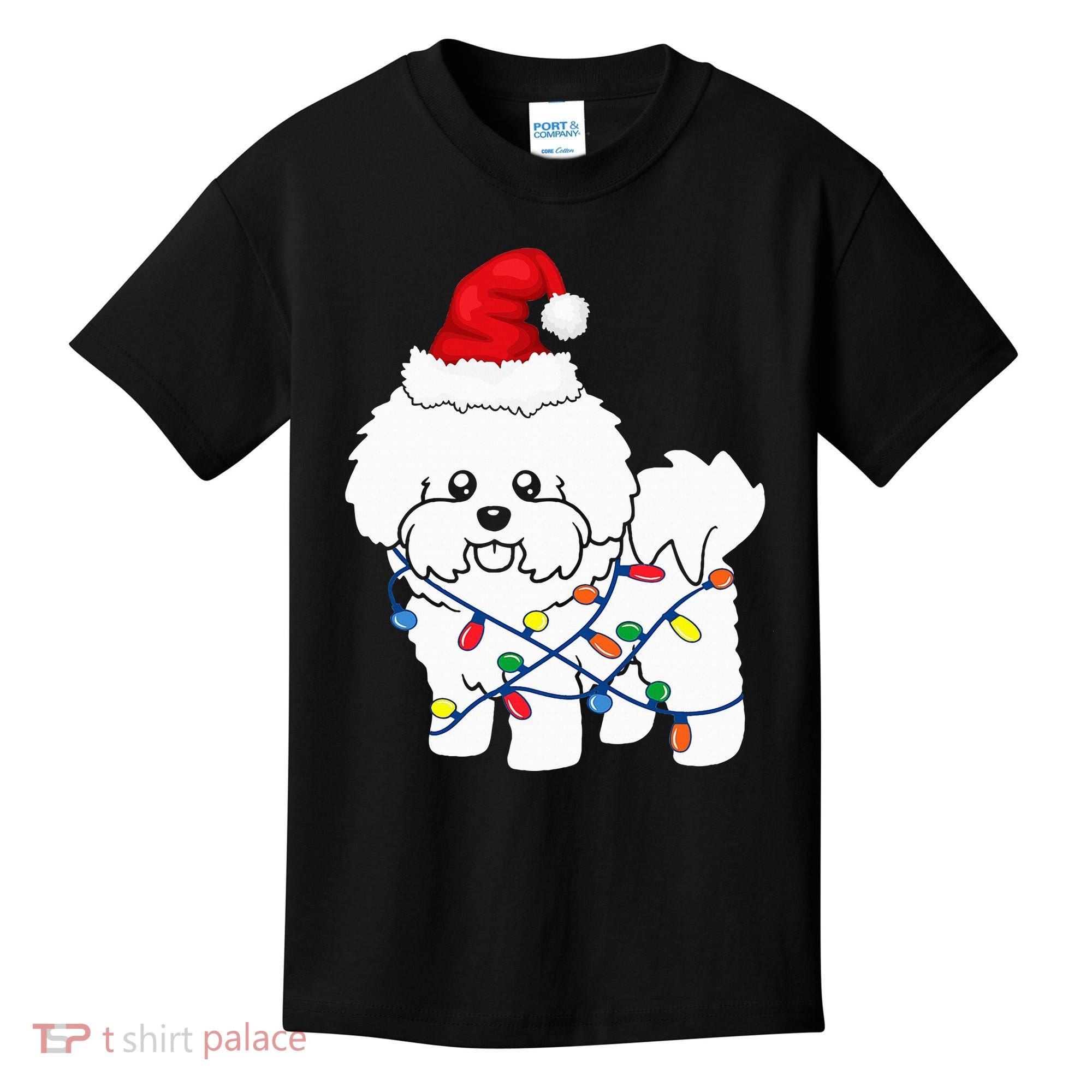 Bichon Frise Christmas Light Funny Dog Lover Gift Kids T-Shirt