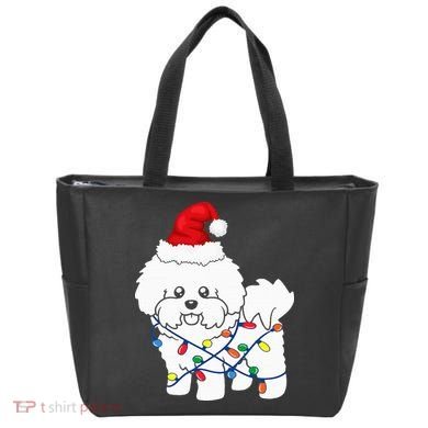 Bichon Frise Christmas Light Funny Dog Lover Gift Tote Bag