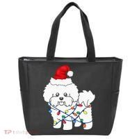 Bichon Frise Christmas Light Funny Dog Lover Gift Tote Bag thumb 0