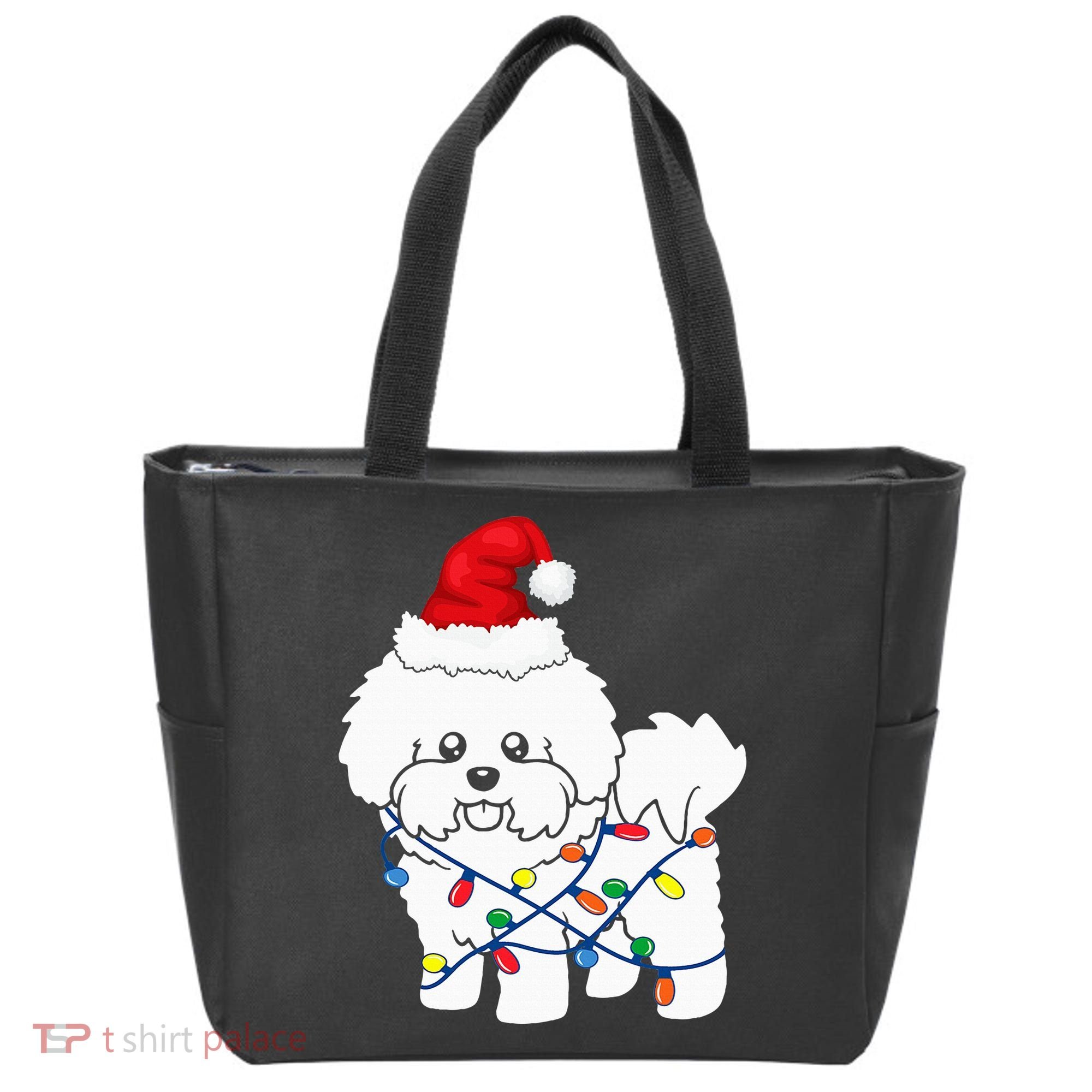 Bichon Frise Christmas Light Funny Dog Lover Gift Tote Bag