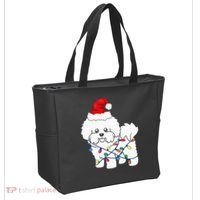 Bichon Frise Christmas Light Funny Dog Lover Gift Tote Bag thumb 2