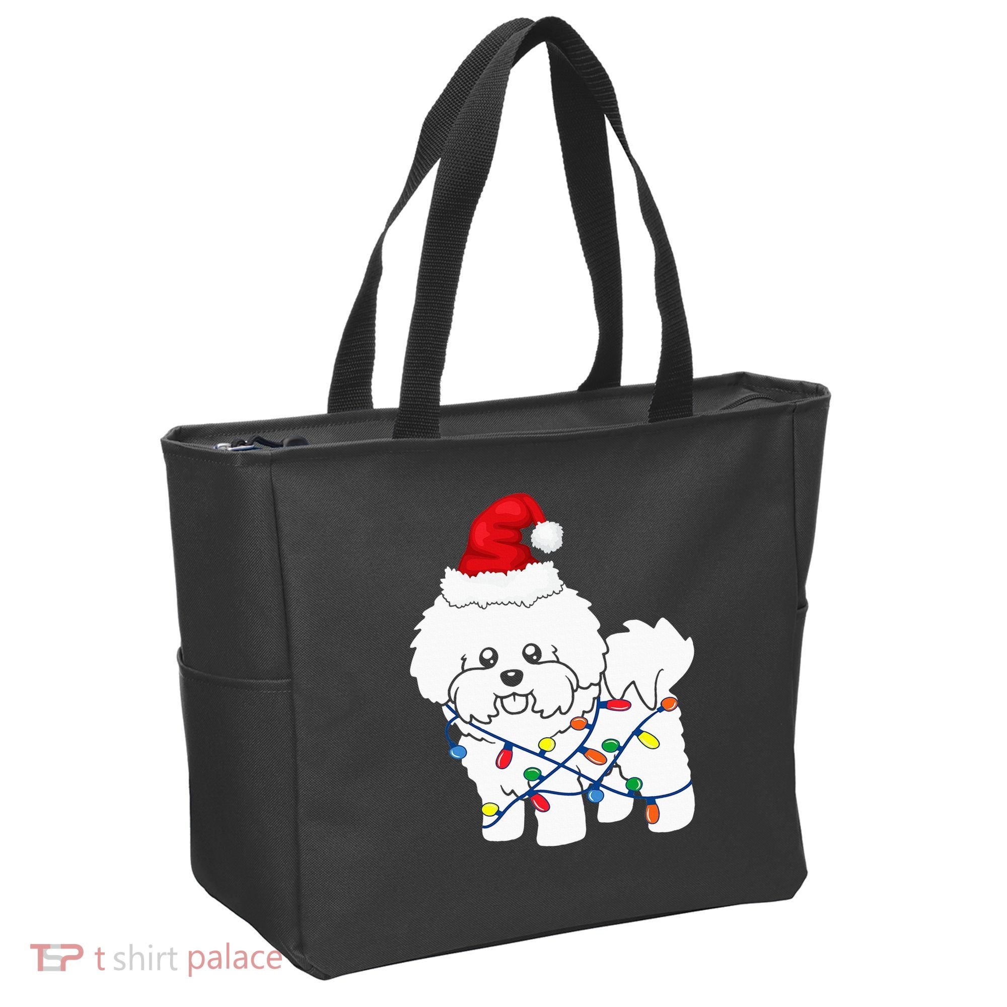 Bichon Frise Christmas Light Funny Dog Lover Gift Tote Bag