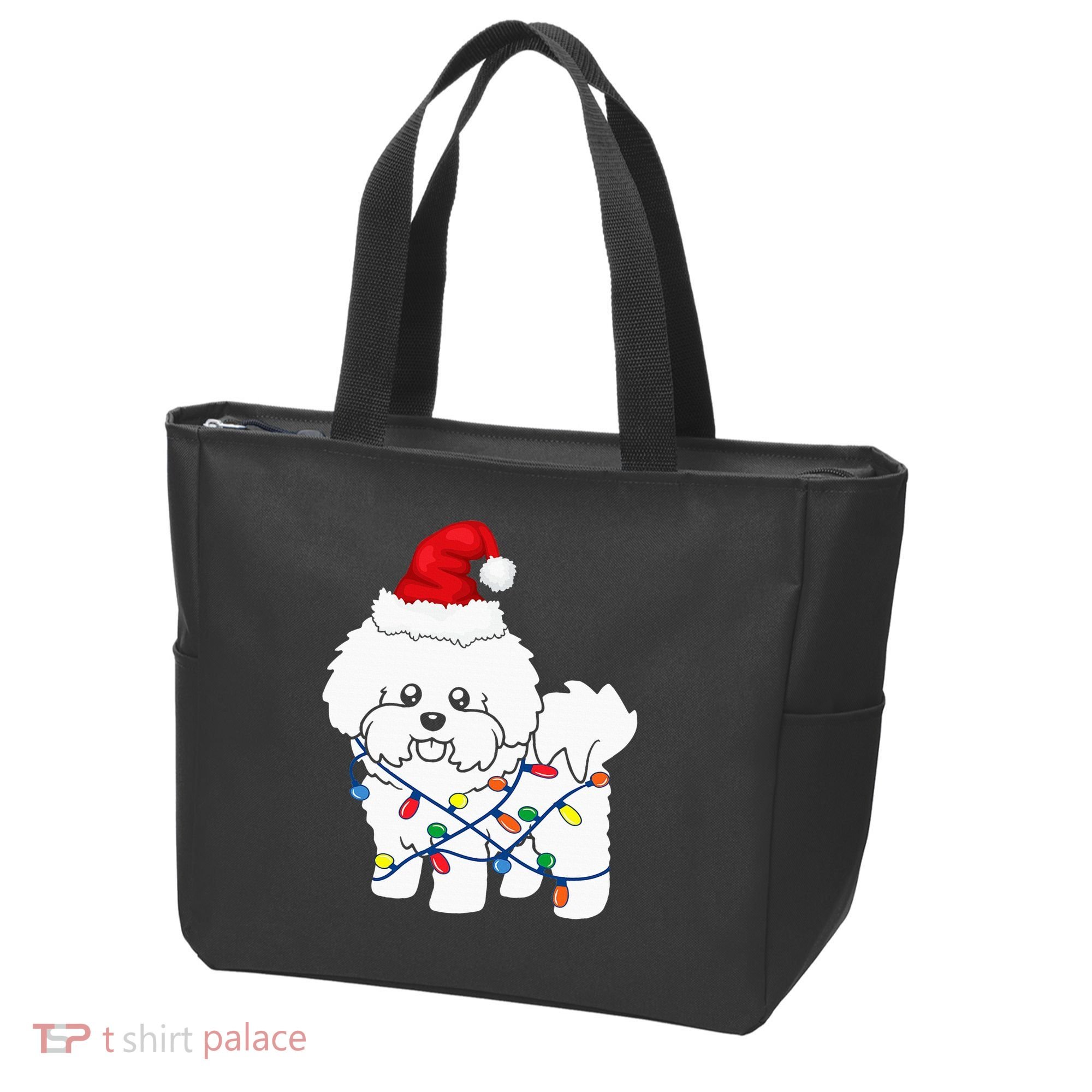 Bichon Frise Christmas Light Funny Dog Lover Gift Tote Bag