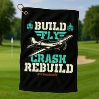 Build Fly Crash Rebuild RC Airplane Pilot RC Plane Golf Towel thumb 1
