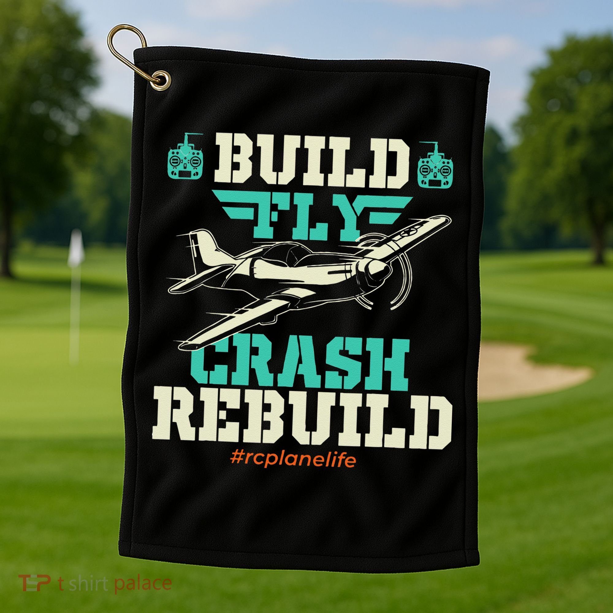 Build Fly Crash Rebuild RC Airplane Pilot RC Plane Golf Towel