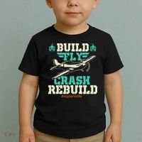 Build Fly Crash Rebuild RC Airplane Pilot RC Plane Toddler T-Shirt thumb 2