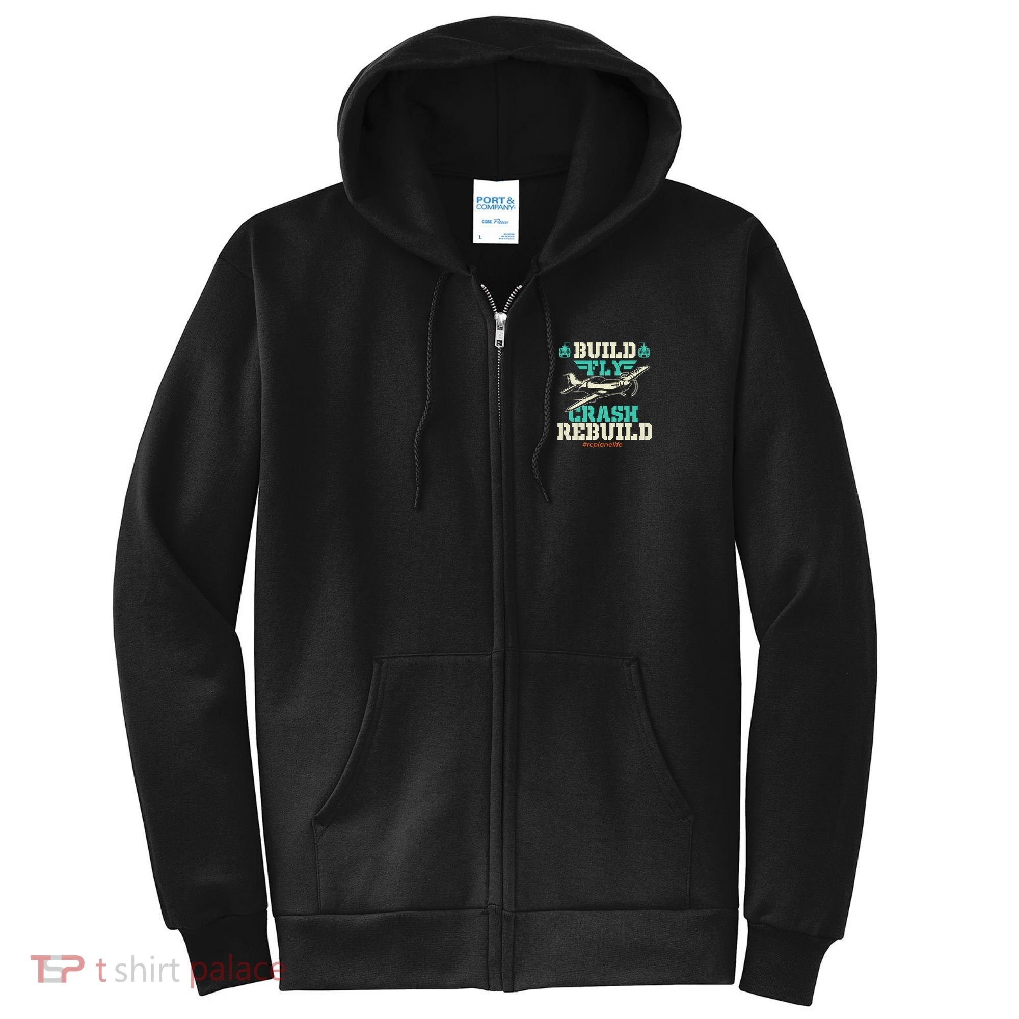 Build Fly Crash Rebuild RC Airplane Pilot RC Plane Full Zip Hoodie