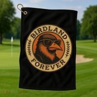 Birdland Forever Cool Retro Oriole Gift For Women Golf Towel thumb 1