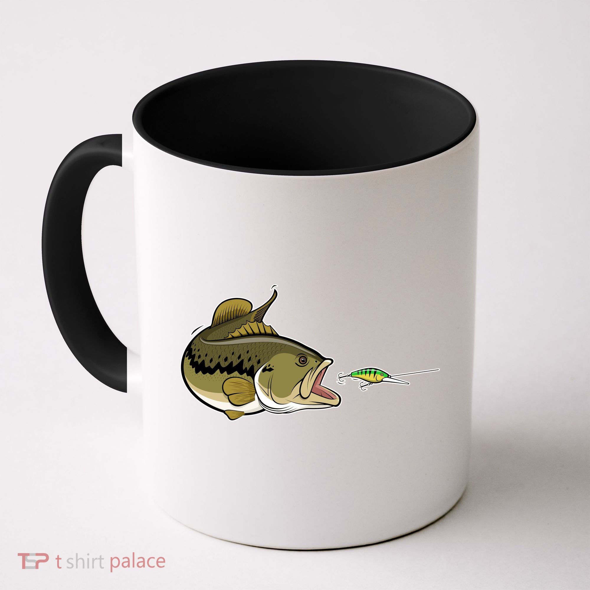Bass Fish Chasing Lure Hook Fishing Fan Coffee Mug