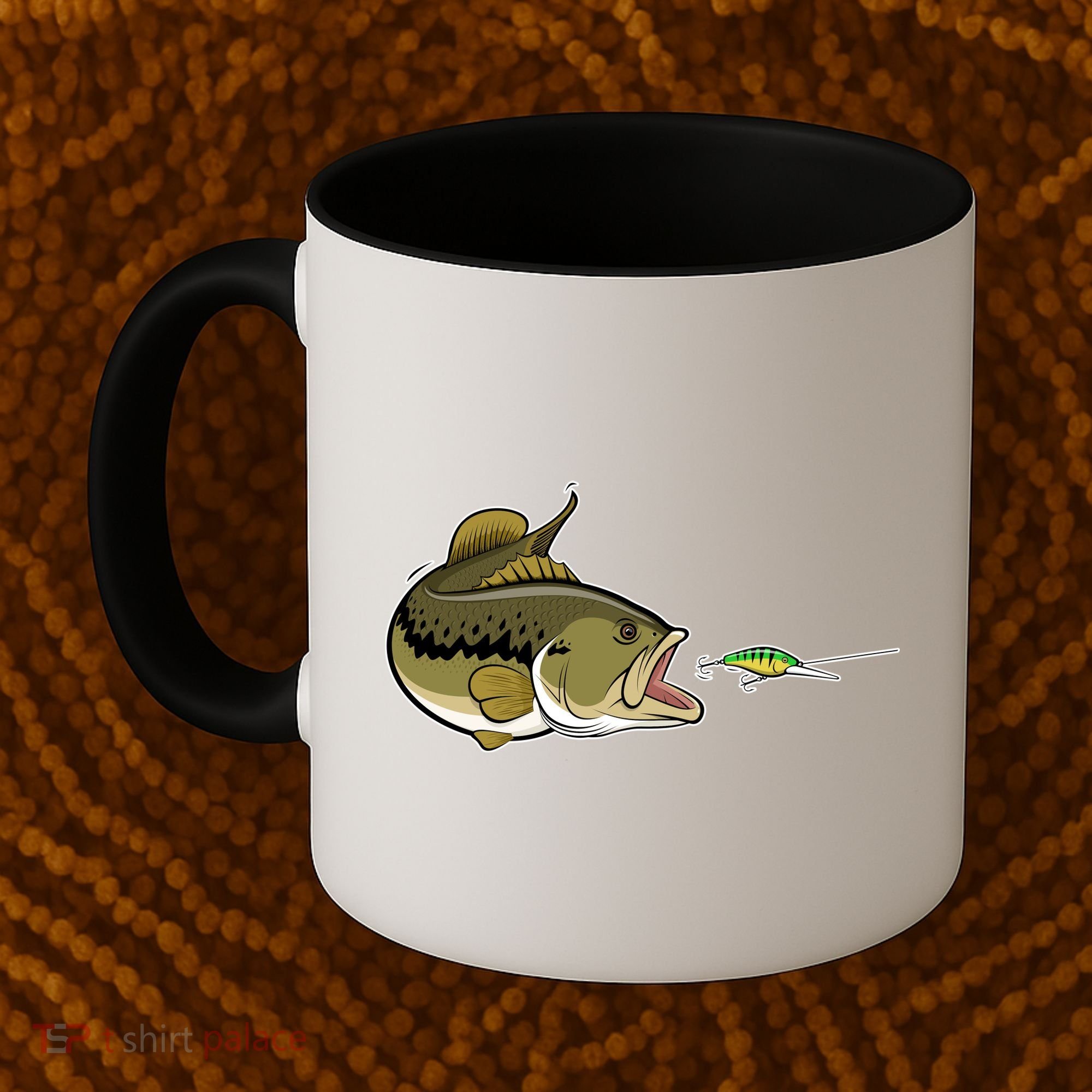Bass Fish Chasing Lure Hook Fishing Fan Coffee Mug