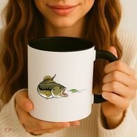Bass Fish Chasing Lure Hook Fishing Fan Coffee Mug thumb 3