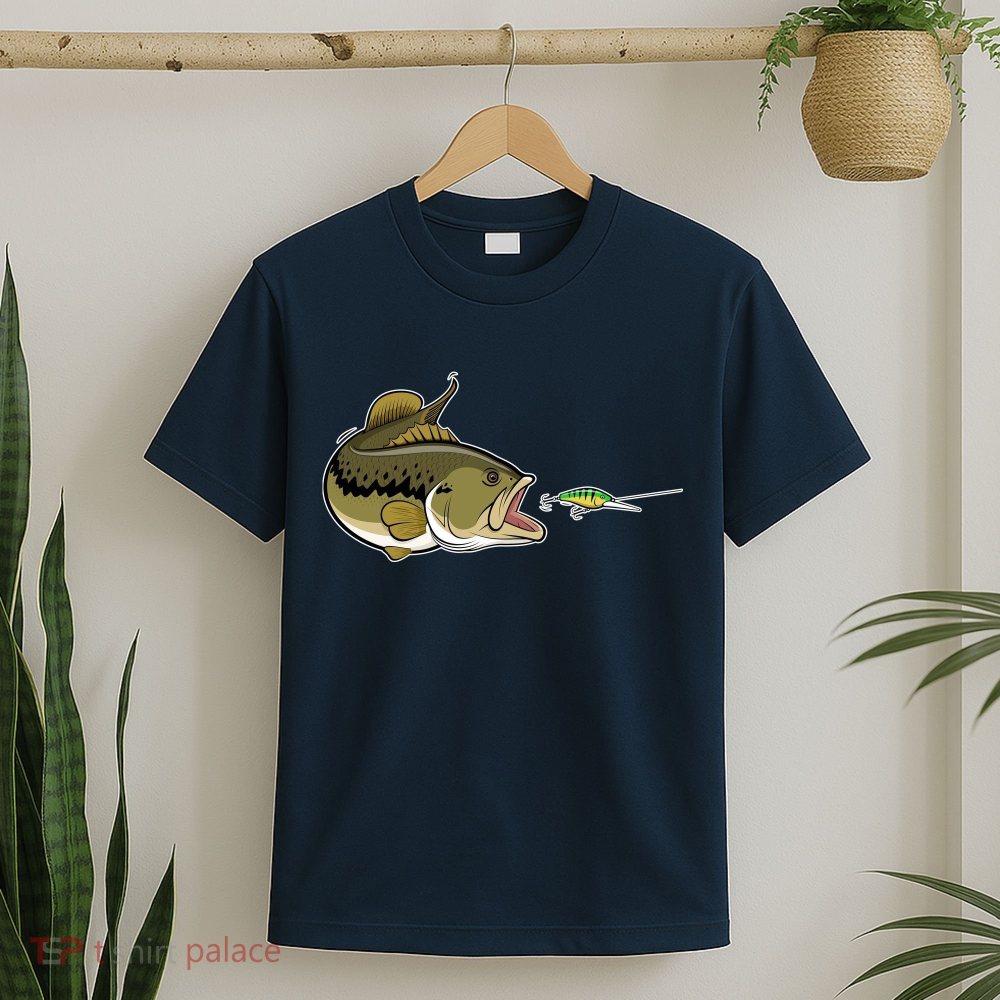 Bass Fish Chasing Lure Hook Fishing Fan T-Shirt
