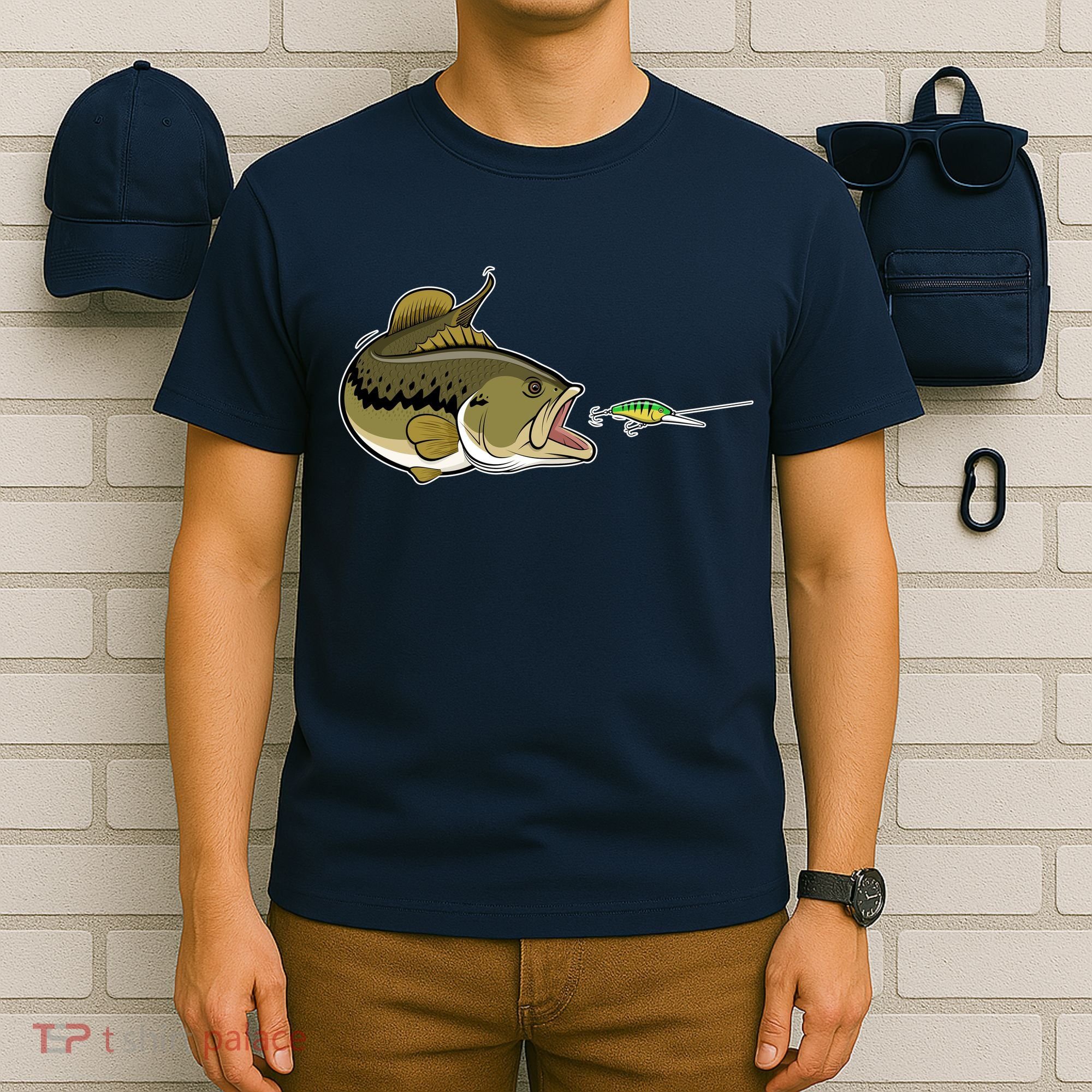 Bass Fish Chasing Lure Hook Fishing Fan T-Shirt