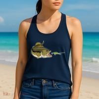 Bass Fish Chasing Lure Hook Fishing Fan Women's Tank Top thumb 2