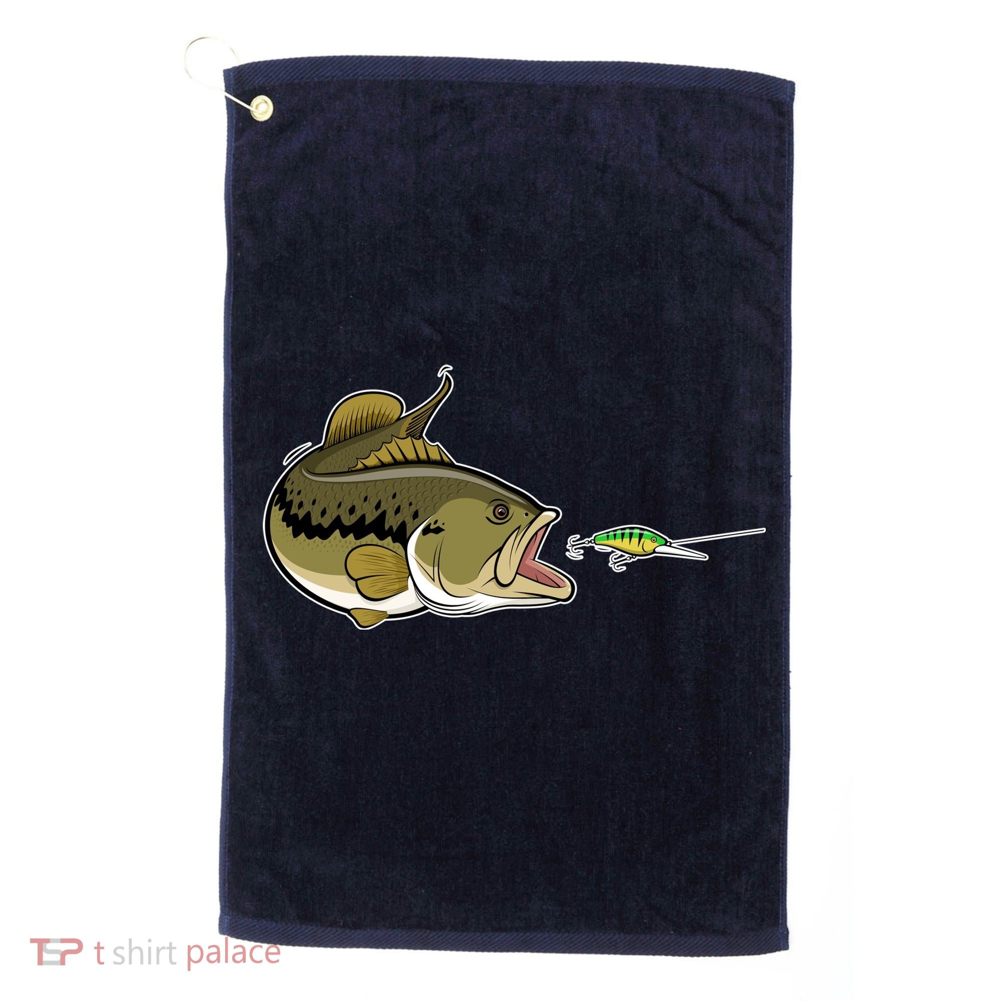 Bass Fish Chasing Lure Hook Fishing Fan Golf Towel