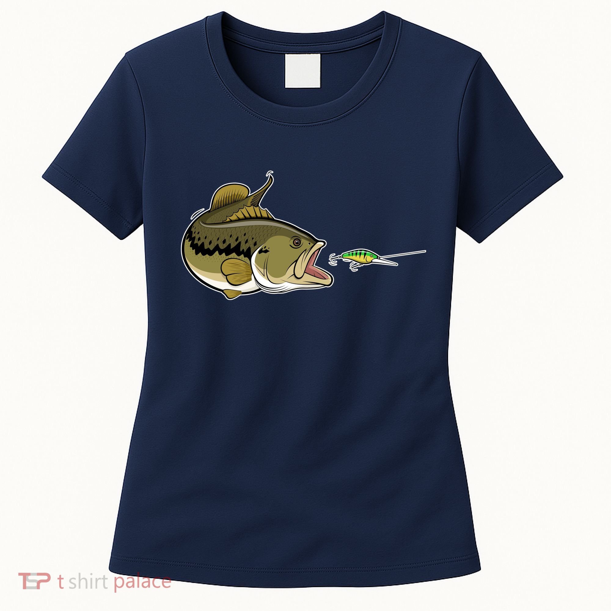 Bass Fish Chasing Lure Hook Fishing Fan Women's T-Shirt