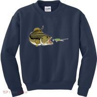 Bass Fish Chasing Lure Hook Fishing Fan Kids Sweatshirt thumb 0