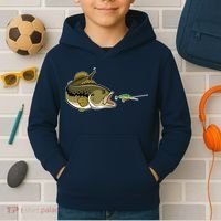 Bass Fish Chasing Lure Hook Fishing Fan Kids Hoodie thumb 2